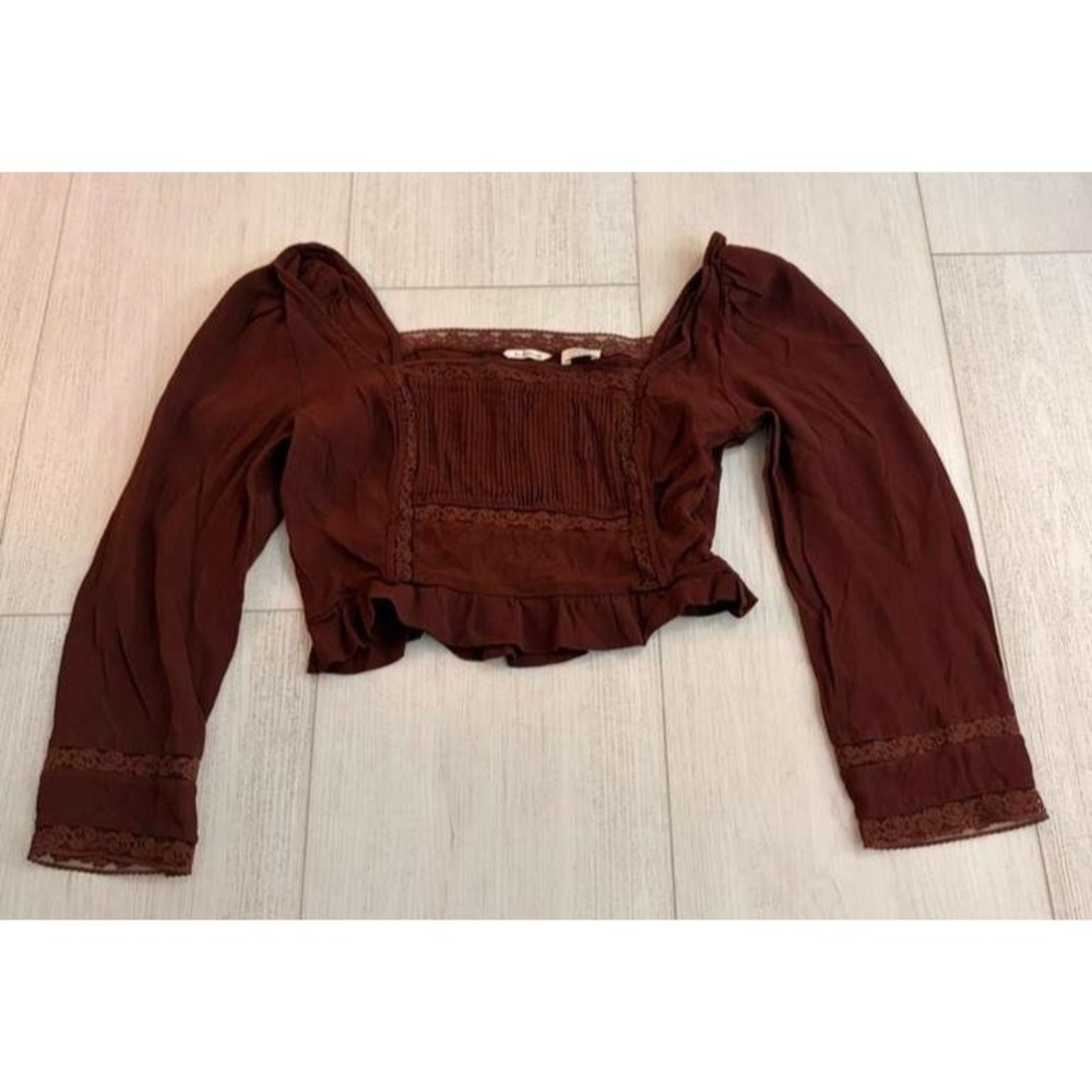 Aritzia La Boheme Wilfred Sz S Burgundy Top Cropped